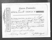 Cédulas de crédito sobre o pagamento das praças do Batalhão de Caçadores 4, durante a 5ª época na Guerra Peninsular (letra J).