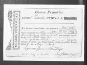 Cédulas de crédito sobre o pagamento das praças do Batalhão de Caçadores 4, durante a 5ª época na Guerra Peninsular (letra N, P, S e V).