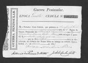 Cédulas de crédito sobre o pagamento das praças do Regimento de Infantaria 22, durante a 4ª época na Guerra Peninsular (letra A).