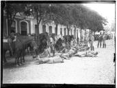 "Cavalaria policiando as ruas."