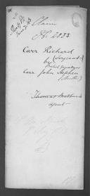 Processo do requerimento de John Stephen Carr em nome do seu irmão, sargento Richard Carr do Regimento de Granadeiros Britânicos.