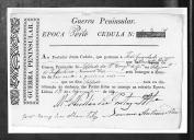 Cédulas de crédito sobre o pagamento das praças do Regimento de Infantaria 10, durante a época do Porto, da Guerra Peninsular (letra J).
