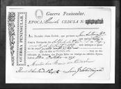Cédulas de crédito sobre o pagamento das praças do Regimento de Infantaria 2, durante a época de Almeida, na Guerra Peninsular (letra J).