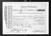 Cédulas de crédito sobre o pagamento das praças do Regimento de Infantaria 9, durante a 2ª época, da Guerra Peninsular (letra A).