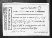 Cédulas de crédito sobre o pagamento das praças e sargentos do Regimento de Infantaria 1, durante a 1ª época, na Guerra Peninsular.