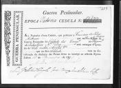 Cédulas de crédito sobre o pagamento das praças do Regimento de Infantaria 10, durante a época de Vitória, da Guerra Peninsular (letras F e J).