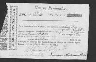 Cédulas de crédito sobre o pagamento das praças do Regimento de Cavalaria 11, durante a época do Porto na Guerra Peninsular (letras A, B, C e D).