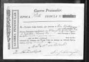 Cédulas de crédito sobre o pagamento das praças do Regimento de Infantaria 10, durante a época do Porto, da Guerra Peninsular (letra L).