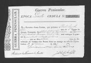 Cédulas de crédito sobre o pagamento das praças do Regimento de Infantaria 22, durante a 4ª época na Guerra Peninsular (letras A, B, C e D).