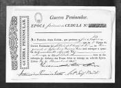 Cédulas de crédito sobre o pagamento das praças do Regimento de Infantaria 1, durante a 1ª época, na Guerra Peninsular.