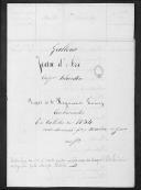 Relações de praças do 1º Regimento Francês que embarcaram na galera Jean d'Arc no dia 13 de Outubro de 1834, com direcção para o Havre de Grace.