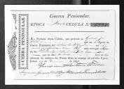 Cédulas de crédito sobre o pagamento das praças do Regimento de Infantaria 10, durante a 4ª época, da Guerra Peninsular (letra A).