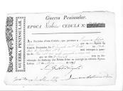 Cédulas de crédito sobre o pagamento das praças, sargentos e oficiais da 3ª Companhia, do Batalhão de Caçadores 2, durante a época de Vitória na Guerra Peninsular.