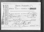 Cédulas de crédito sobre o pagamento das praças do Regimento de Infantaria 19, durante a época de Vitória na Guerra Peninsular (letra M).