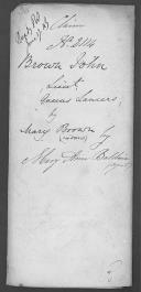 Processo do requerimento de Mary Brown, viúva, em nome do seu marido John Brown, do Regimento de Lanceiros da Rainha.