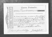 Cédulas de crédito sobre o pagamento das praças, da 8ª Companhia, do Regimento de Infantaria 20, durante a 4ª época na Guerra Peninsular.