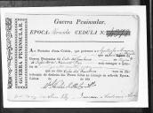 Cédulas de crédito sobre o pagamento das praças e tambores do Regimento de Infantaria 10, durante a época de Almeida, da Guerra Peninsular.