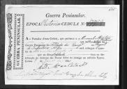 Cédulas de crédito sobre o pagamento das praças do Regimento de Infantaria 10, durante a época de Vitória, da Guerra Peninsular (letra M).