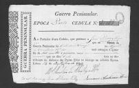 Cédulas de crédito sobre o pagamento das praças, trombetas e ferradores do Regimento de Cavalaria 10, durante a época do Porto na Guerra Peninsular.