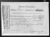 Cédulas de crédito sobre o pagamento das praças do Regimento de Infantaria 14, durante a época de Vitória na Guerra Peninsular.