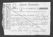 Processos sobre cédulas de crédito do pagamento das praças, da 1ª Companhia, do Regimento de Infantaria 19, durante a  na Guerra Peninsular (letra J).