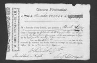 Cédulas de crédito sobre o pagamento das praças do Regimento de Cavalaria 10, durante a época de Almeida na Guerra Peninsular (letra B, C, D, E, F, G e I).