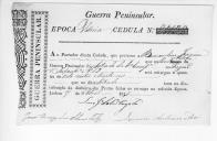 Cédulas de crédito sobre o pagamento das praças do Regimento de Infantaria 18, durante a época de Vitória na Guerra Peninsular (letras B, C, D e E).