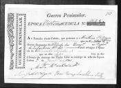 Cédulas de crédito sobre o pagamento das praças do Regimento de Infantaria 10, durante a época de Vitória, da Guerra Peninsular (letra M).