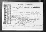 Cédulas de crédito sobre o pagamento das praças do Regimento de Infantaria 14, durante a época do Porto na Guerra Peninsular (letras E, F, G, H, I, J, L, N, P e S).
