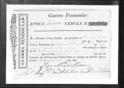 Cédulas de crédito sobre o pagamento das praças do Regimento de Infantaria 9, durante a 3ª época, da Guerra Peninsular (letras B e D).