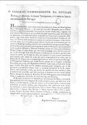Proclamação de António Tavares Maggessi, "general comandante da divisão realista do Alentejo às tropas portuguesas e a todos os honrados habitantes de Portugal" para aderirem à causa do infante D. Miguel