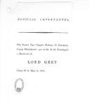 Manifestos sobre a reintegração do ministério de Lord Grey em Inglaterra, derrota do duque de Wellington e posição do rei Guilherme IV.