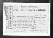 Cédulas de crédito sobre o pagamento das praças, músicos e tambores do Regimento de Infantaria 1, durante a 4ª época, na Guerra Peninsular.
