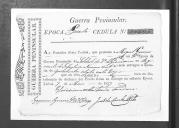 Cédulas de crédito sobre o pagamento das praças, da 2ª Companhia de Granadeiros, do Regimento de Infantaria 20, durante a 4ª época na Guerra Peninsular.