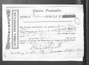 Cédulas de crédito sobre o pagamento das praças do Regimento de Infantaria 19, durante a época de Vitória na Guerra Peninsular.