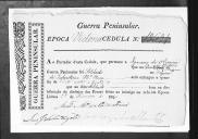 Cédulas de crédito sobre o pagamento das praças do Regimento de Infantaria 9, durante a época de Vitória, da Guerra Peninsular (letras I a J).