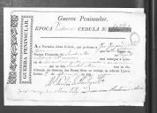 Cédulas de crédito sobre o pagamento dos sargentos e tambores do Regimento de Infantaria 19, durante a época de Vitória na Guerra Peninsular.