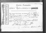 Cédulas de crédito sobre o pagamento das praças do Regimento de Infantaria 19, durante a época de Vitória na Guerra Peninsular (letra J).