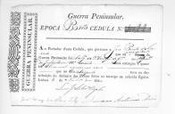 Cédulas de crédito sobre o pagamento das praças e sargentos do Regimento de Infantaria 18, durante a época do Porto na Guerra Peninsular (letra J).