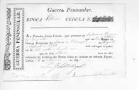 Cédulas de crédito sobre o pagamento das praças do Regimento de Infantaria 18, durante a época de Vitória na Guerra Peninsular (letra A).