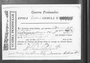 Cédulas de crédito sobre o pagamento das praças do Regimento de Infantaria 19, durante a época de Vitória na Guerra Peninsular (letras O, P, R, S, T e V).