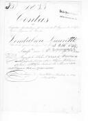 Processo do capitão-ajudante Laurent Vandalsen, do extinto 2º Regimento de Infantaria Ligeira da Rainha sobre ajustamento de contas por ter servido no Exército Libertador, relações e títulos de crédito emitidos pela Comissão da Liquidação das Contas dos Oficiais Estrangeiros, confirmando o pagamento de vencimentos.

