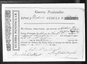 Cédulas de crédito sobre o pagamento das praças do Regimento de Infantaria 14, durante a época de Vitória na Guerra Peninsular (letra M).