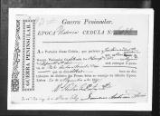 Cédulas de crédito sobre o pagamento das praças da 1ª Companhia de Granadeiros do Regimento de Infantaria 2, durante a época de Vitória na Guerra Peninsular.