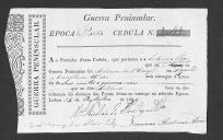 Cédulas de crédito sobre o pagamento das praças do Regimento de Cavalaria 10, durante a época do Porto na Guerra Peninsular (letras A, B, F, J, L, M e S).