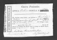 Cédulas de crédito sobre o pagamento das oficiais do Batalhão de Caçadores 1, durante a época de Vitória Guerra Peninsular.