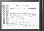 Cédulas de crédito sobre o pagamento das praças do Batalhão de Caçadores 4, durante a época de Vitória na Guerra Peninsular (letras A, F, I, J, L, M e S).