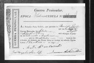 Cédulas de crédito sobre o pagamento das praças do Regimento de Infantaria 9, durante a época de Vitória, da Guerra Peninsular (letras D, E, F, G, H e I) .