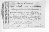 Cédulas de crédito sobre o pagamento das praças do Regimento de Infantaria 18, durante a 6ª época na Guerra Peninsular.