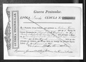 Cédulas de crédito sobre o pagamento das praças do Regimento de Infantaria 10, durante a 5ª época, da Guerra Peninsular (letra A).